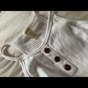 White Button Detail Crop top